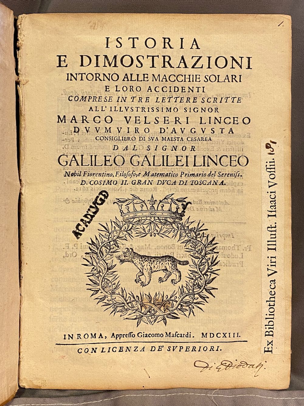 Je bekijkt nu Historia e dimostrazioni intorno alle Macchie Solari – 1613 INGEZIEN